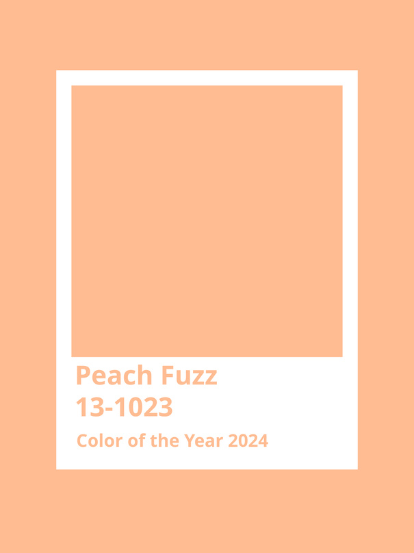 13-1023 TCX Peach Fuzz color of the year 2024. Abstract background with square frame. Color concept.