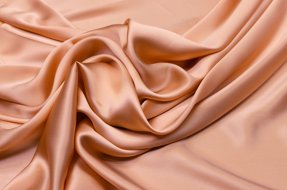 Peach-colored silk fabric
